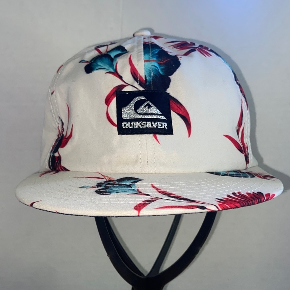 Quiksilver White and Red Floral Hat
